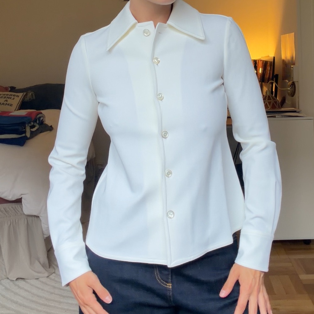 Tory Bur g White Button-Up Collared Jacket